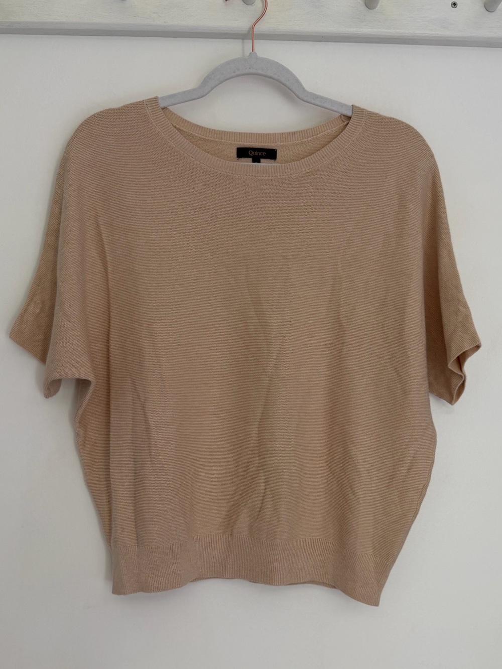 Quince Cotton Cashmere Heather Oatmeal Link Stitch Dolman Sleeve Sweater